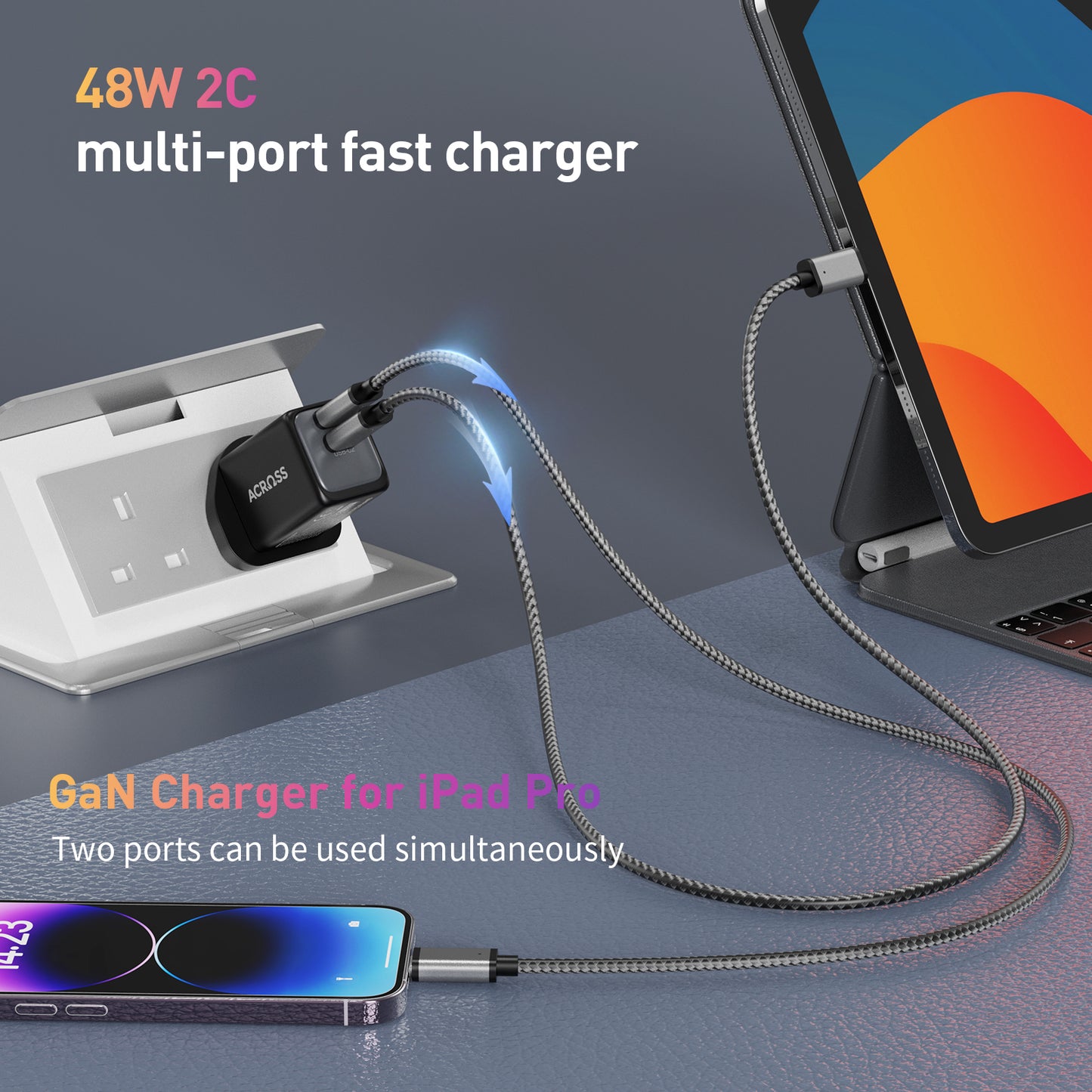 SpeedCharge 48W 2-Ports charger with PPS QC and PD 3.0 for iPhones Android Tablet Laptop Switch