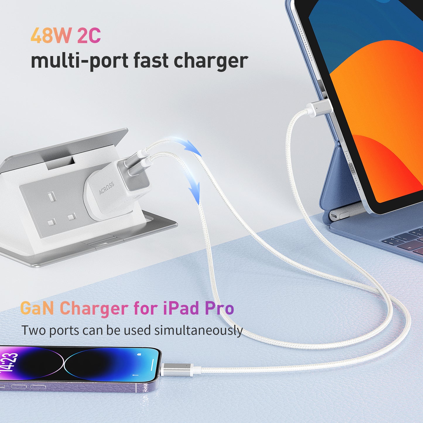 SpeedCharge 48W 2-Ports charger with PPS QC and PD 3.0 for iPhones Android Tablet Laptop Switch