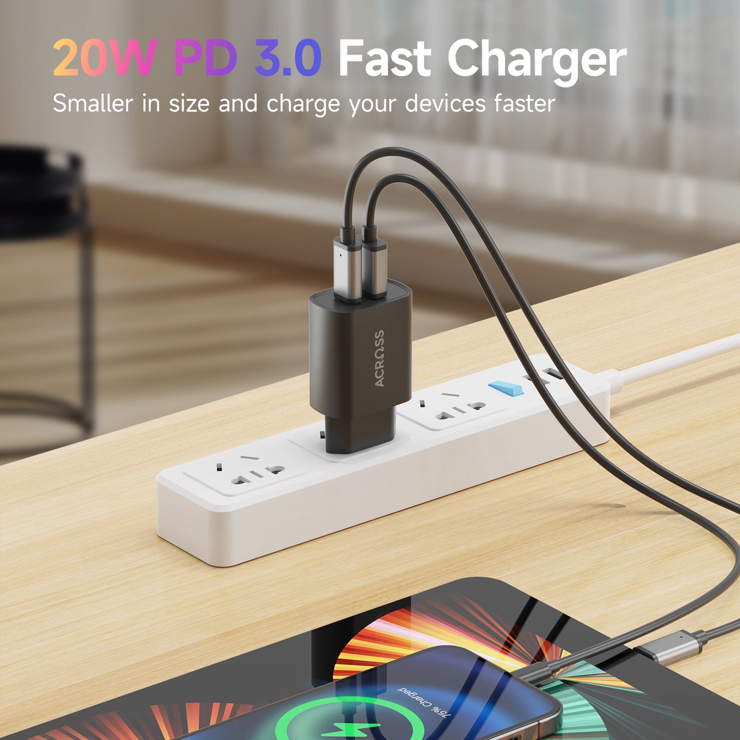 SpeedCharge 20W 2-Ports Charger with PD, QC 3.0 for iPhones, Androids, Tablets, and Nintendo Switch
