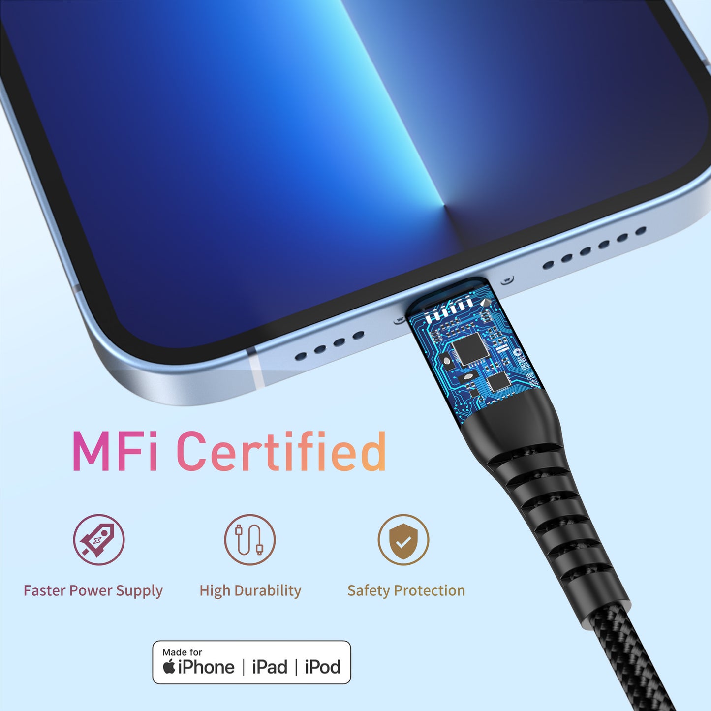 CurrentCord MFi Certified 1m USB-C to Lightning for iPhones and iPods