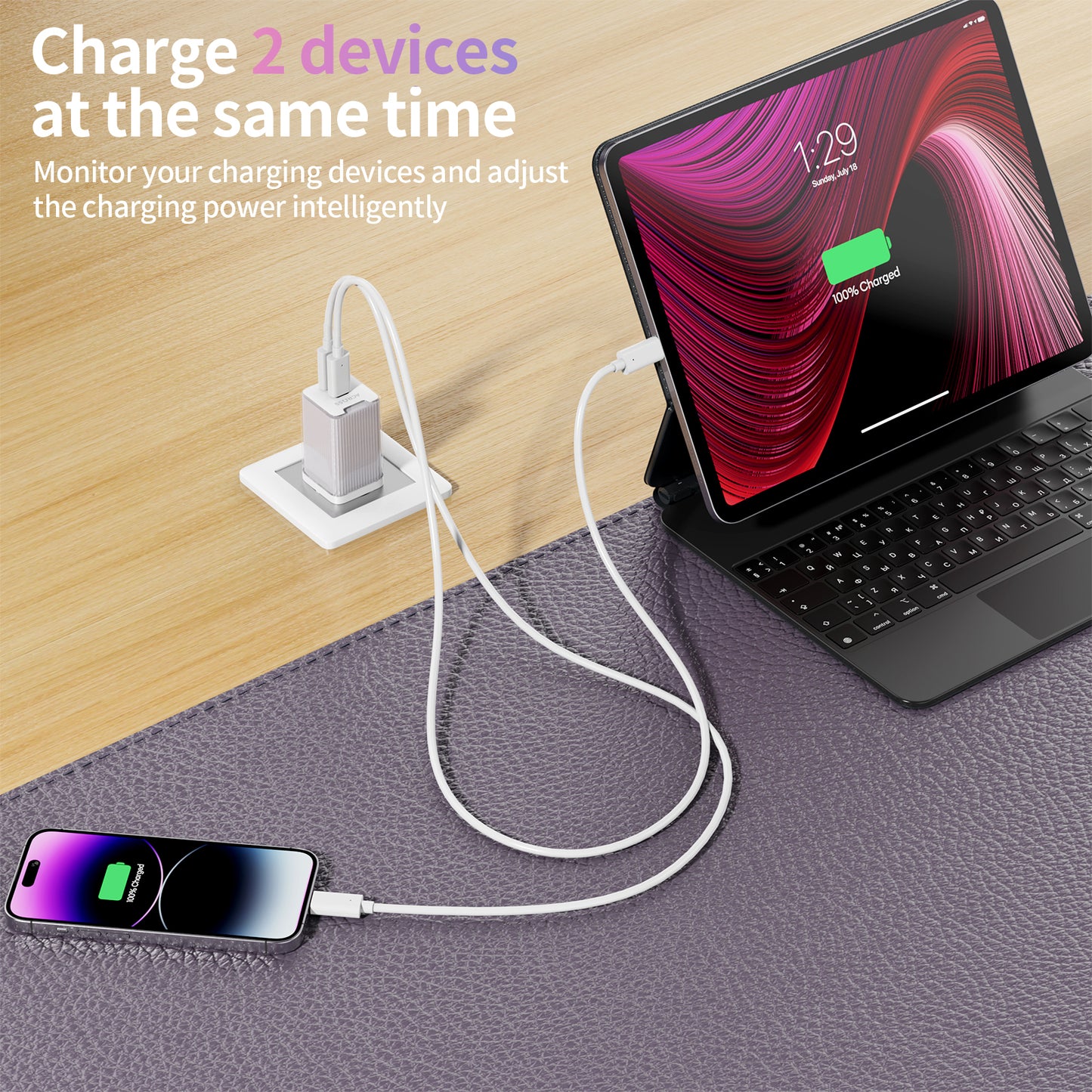 Across SpeedCharge 65W 2-Ports charger with PD, QC 3.0 and PPS - EU Version