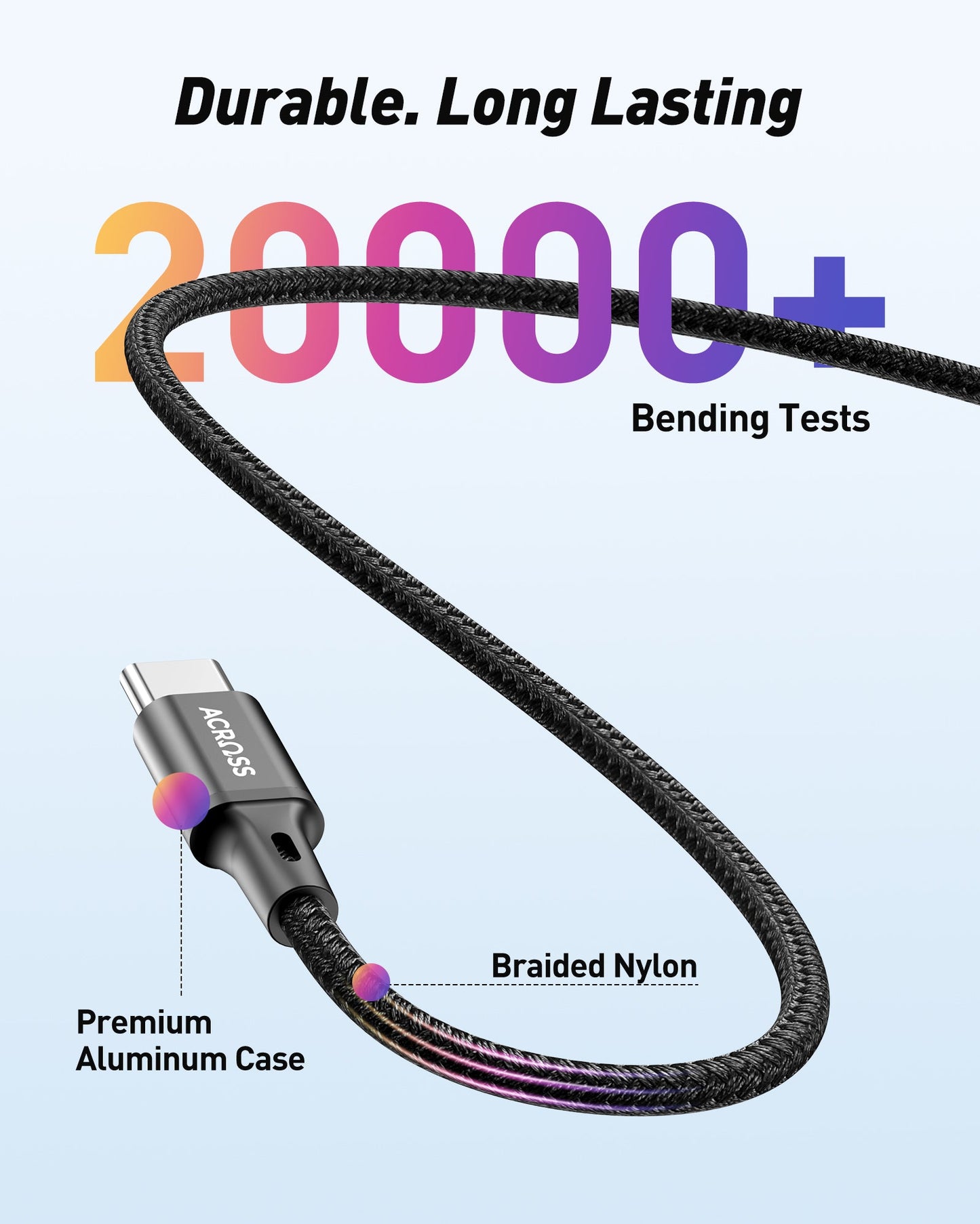Across CurrentCord 2-packs 1m USB-A to USB-C braided cable with aluminum housing
