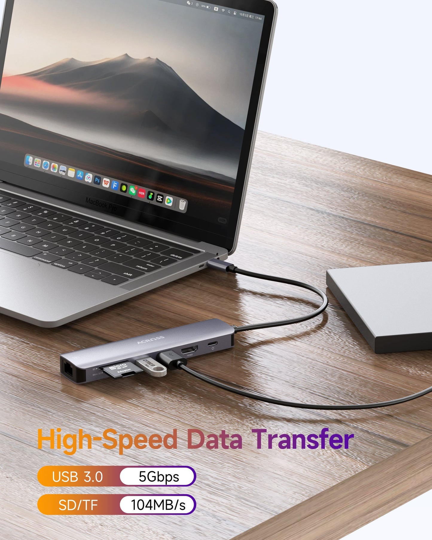 Across SmartHub 7-in-1 Adapter USB-C TO PD3.0/USB3.0/SD/TF/HDMI/RJ45 Ethernet