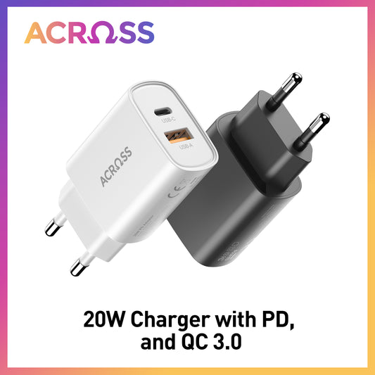 SpeedCharge 20W 2-Ports Charger with PD, QC 3.0 for iPhones, Androids, Tablets, and Nintendo Switch