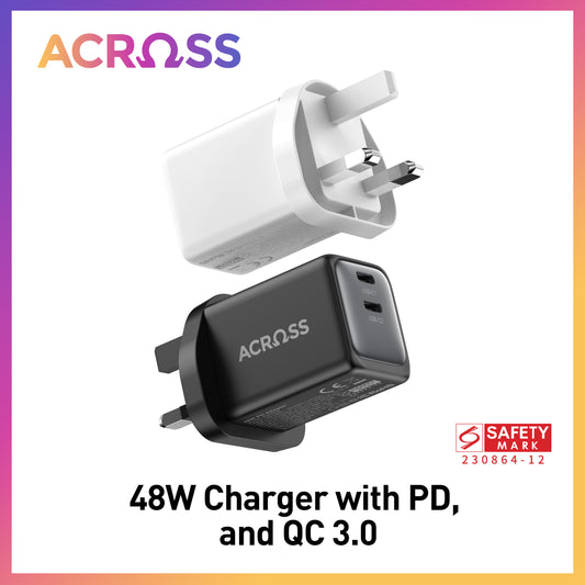 SpeedCharge 48W 2-Ports charger with PPS QC and PD 3.0 for iPhones Android Tablet Laptop Switch